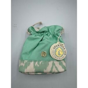 New Spartina 449 Keepsake Drawstring Brook Ikat Pouch Womens Green Lightweight